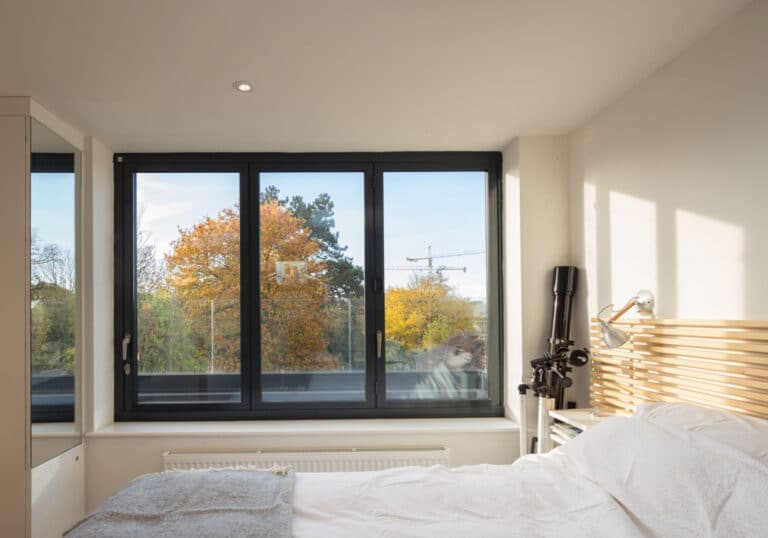 When closed the bifold windows look like any other window system, with the opening divided into three panels